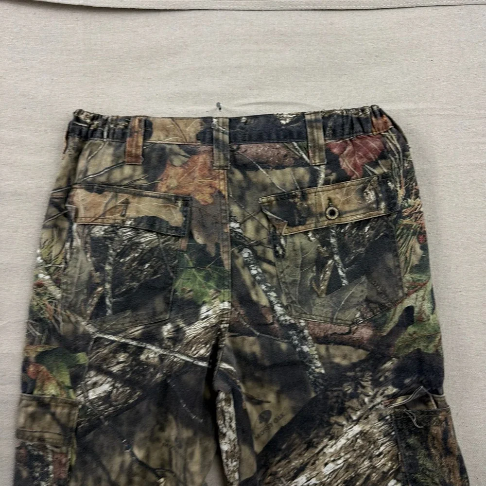 Mossy Oak Cargo Pants Mens 31x29 Camo Brown Green Drawstring Hem Outdoor Utility